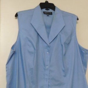 Jones New York Pinpoint Oxford Blouse in Blue to be worn with a Suit